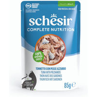 Produktbild von Schesir Complete Nutrition Katzen Nassfutter Thunfisch mit Fisch in Gelee für erwachsene Katzen 6 x 85 g