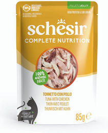 Schesir Complete Nutrition Katzen Nassfutter Thunfisch mit Huhn in Gelee 6 x 85 g – Bild 1 von 2