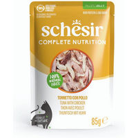 Produktbild von Schesir Complete Nutrition Katzen Nassfutter Thunfisch mit Huhn in Gelee 6 x 85 g