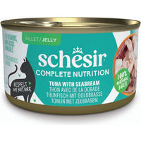 Produktbild von Schesir Complete Nutrition Katzenfutter Adult Thunfisch mit Garnele in Gelee glutenfrei 6 x 85 g - 6 x 85 g
