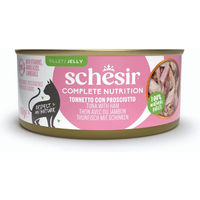 Produktbild von Schesir Complete Nutrition Katzenfutter Adult Thunfisch mit Schinken in Gelee 6 x 140 g glutenfrei - 6 x 140 g