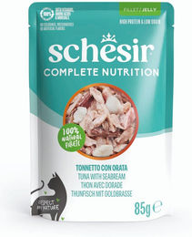 Schesir Complete Nutrition Katzenfutter Thunfisch mit Fisch in Gelee für erwachsene Katzen 6 x 85 g – Bild 1 von 2