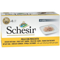 Produktbild von Schesir Hund Nassfutter Huhn mit Stückchen in Gelee ohne Konservierungsstoffe und Aromastoffe 4x85 g