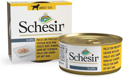 Schesir Hundefutter Hähnchen und Schinken in Gelee Adult 150g - 150 g – Bild 1 von 4