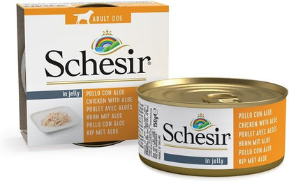 Schesir Hundefutter Hähnchenstücke in Gelee mit Aloe Vera 150g – Bild 1 von 2