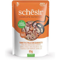 Produktbild von Schesir Katzen Nassfutter Adult Thunfisch Huhn und Garnele in Gelee glutenfrei - 20 x 85 g