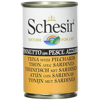 Produktbild von Schesir Katzen Nassfutter Adult Thunfisch mit Fisch in Gelee 6 x 140 g glutenfrei - 6 x 140 g