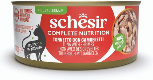 Schesir Katzen Nassfutter Adult Thunfisch mit Garnele in Gelee 6 x 140 g glutenfrei - 6 x 140 g – Bild 1 von 4