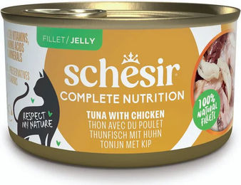 Schesir Katzen Nassfutter Adult Thunfisch mit Huhn Stückchen in Gelee ohne Konservierungsstoffe 6 x 85 g - 6 x 85 g – Bild 1 von 5