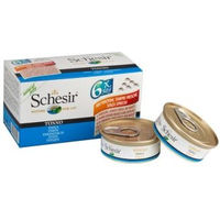 Produktbild von Schesir Katzen Nassfutter Stückchen in Gelee Thunfisch und Huhn für adulte Katzen 24x50g