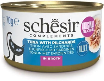Schesir Katzen Nassfutter Stückchen in Sauce Thunfisch und Sardine Adult 70g - 6 x 70 g – Bild 1 von 2