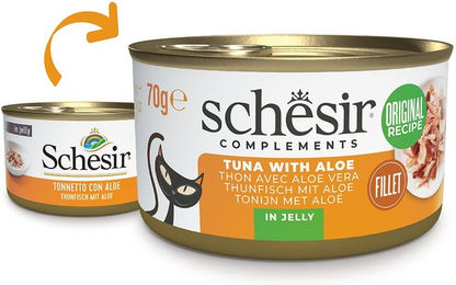 Produktbild von Schesir Katzen Nassfutter Thunfisch mit Aloe in Jelly 12x70 g - 12 x 70 g
