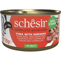 Produktbild von Schesir Katzen Nassfutter Thunfisch mit Garnele in Gelee 85g - 85 g