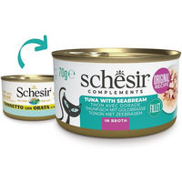 Produktbild von Schesir Katzen Nassfutter Thunfisch mit Goldbrasse in Brühe 12x70 g