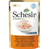 Produktbild von Schesir Katzen Nassfutter Thunfisch mit Hähnchen und Garnelen 50g