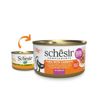 Produktbild von Schesir Katzen Nassfutter Thunfisch mit Karotten in Brühe 12x70 g