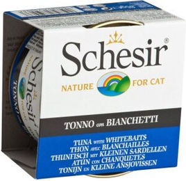 Produktbild von Schesir Katzen Nassfutter Thunfisch mit kleinen Sardellen in Gelee hypoallergen 12x85g