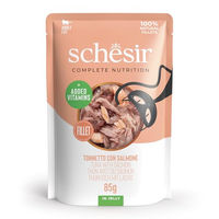 Produktbild von Schesir Katzen Nassfutter Thunfisch mit Lachs in Gelee 12 x 85 g Beutel