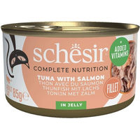Produktbild von Schesir Katzen Nassfutter Thunfisch mit Lachs in Gelee für adulte Katzen 85 g