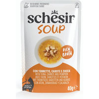 Produktbild von Schesir Katzen-Suppe mit Thunfischfilets, Karotten und Kürbis für erwachsene Katzen 12 x 40 g - 12 x 40 g