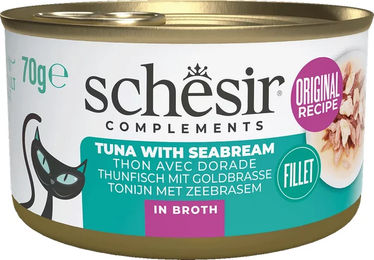 Schesir Katzenbrühe Thunfisch mit Goldbrasse für erwachsene Katzen 12x70 g - 12 x 70 g – Bild 1 von 6