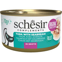 Produktbild von Schesir Katzenbrühe Thunfisch mit Goldbrasse für erwachsene Katzen 12x70 g - 12 x 70 g