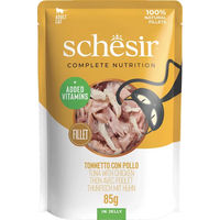 Produktbild von Schesir Katzenfutter Adult Thunfisch mit Huhn in Gelee 85g - 85 g