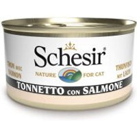 Produktbild von Schesir Katzenfutter Adult Thunfisch mit Lachs 12x85g Dose ohne Farb- und Aromastoffe