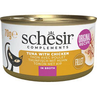 Produktbild von Schesir Katzenfutter Brühe Thunfisch und Huhn für erwachsene Katzen 70g - 70 g