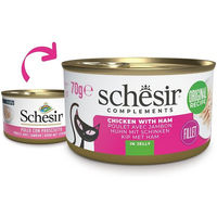 Produktbild von Schesir Katzenfutter Huhn mit Schinken in Jelly 12x70 g