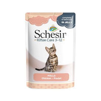 Produktbild von Schesir Katzenfutter Kitten Huhn Stückchen in Gelee 85g getreidefrei und glutenfrei