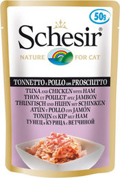 Produktbild von Schesir Katzenfutter Thunfisch Huhn mit Schinken 30x50g - 30 x 50 g