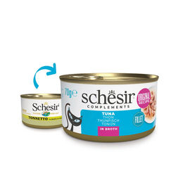 Produktbild von Schesir Katzenfutter Thunfisch in Brühe 12x70 g ohne Farb- und Aromastoffe