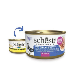 Produktbild von Schesir Katzenfutter Thunfisch mit Sardellen in Brühe 12x70 g