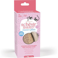 Produktbild von Schesir Kitten Mousse Huhn mit Lachs und Hühnerleber 36 x 55 g - 36 x 55 g