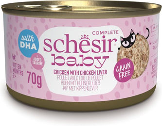 Produktbild von Schesir Kitten Nassfutter Huhn und Lachs Filets in Soße 12 x 70 g - 12 x 70 g