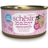 Produktbild von Schesir Kitten Nassfutter Huhn und Lachs Filets in Soße 12 x 70 g - 12 x 70 g