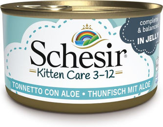 Produktbild von Schesir Kitten Nassfutter Thunfisch mit Aloe Vera in Gelee 6 x 85 g - 6 x 85 g