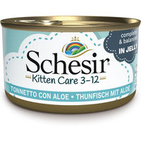 Produktbild von Schesir Kitten Nassfutter Thunfisch mit Aloe Vera in Gelee 6 x 85 g - 6 x 85 g