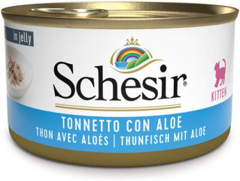 Schesir Kitten Nassfutter Thunfisch mit Aloe Vera Stückchen in Gelee 85g - 24 x 85 g – Bild 1 von 3