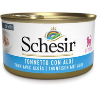 Produktbild von Schesir Kitten Nassfutter Thunfisch mit Aloe Vera Stückchen in Gelee 85g - 24 x 85 g