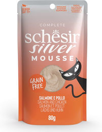 Produktbild von Schesir Silver Mousse Lachs und Huhn Getreidefrei für Senior Katzen 12 x 80 g - 12 x 80 g