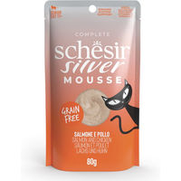 Produktbild von Schesir Silver Mousse Lachs und Huhn Getreidefrei für Senior Katzen 12 x 80 g - 12 x 80 g