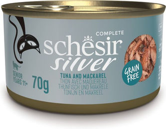 Produktbild von Schesir Silver Senior Katzen Mousse Thunfisch und Makrele 12 x 70 g - 12 x 70 g