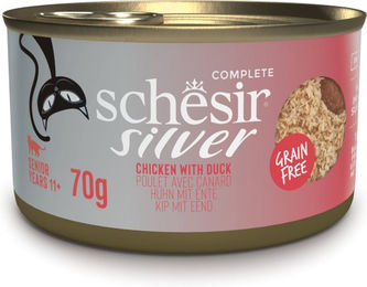 Produktbild von Schesir Silver Senior Katzenmousse Huhn Ente Thunfisch 12 x 70 g - 12 x 70 g