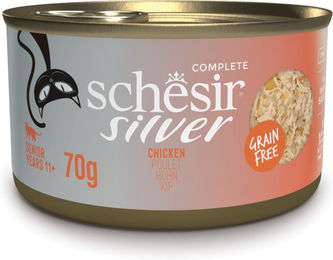 Produktbild von Schesir Silver Senior Katzenmousse Huhn und Thunfisch 12 x 70 g - 12 x 70 g