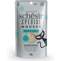 Produktbild von Schesir Special Skin & Coat Katzenmousse Lachs mit Huhn Getreidefrei Sensitive 12 x 70 g - 12 x 70 g