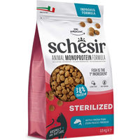 Produktbild von Schesir Sterilized Katzenfutter mit Fisch Light Monoprotein für erwachsene Katzen zur Gewichtskontrolle 3 x 1,5 kg