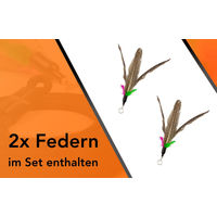 Produktbild von Schlitzohr Katzenangel Arnold Katzenspielzeug mit Federn und Bändern aus Metall für Wohnungskatzen