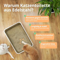 Produktbild von Schlitzohr Premium Katzentoilette Lotte XXL Edelstahl Silber 60x40x15 cm